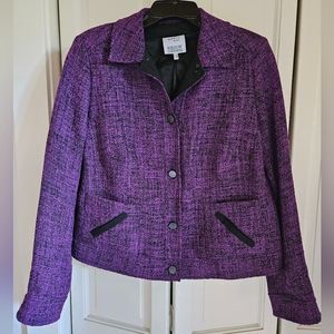 Purple/black tweed jacket, size 14